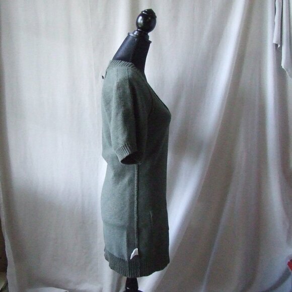 Banana Republic dress green sweater angora fur v-neck knee length preppy cozy XS - Picture 7 of 14